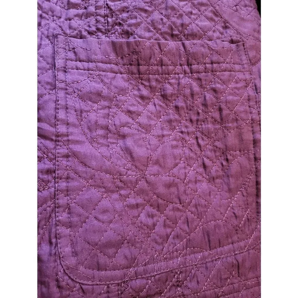 Coldwater Creek Jacket Women's Small Purple Quilted Silk Button Up Lightweight